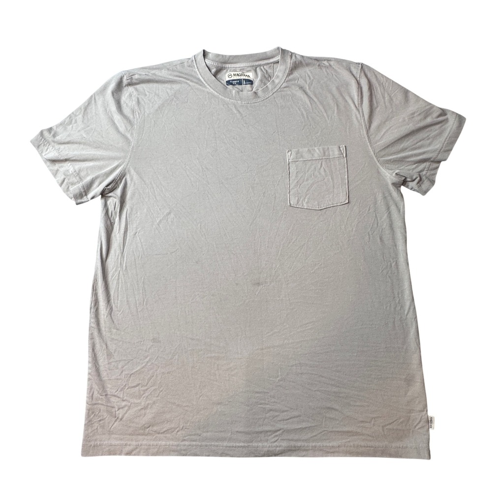 Magellan T-Shirt Mens L Tan Shore & Line Classic Fit Pocket Short Sleeve Tee‎